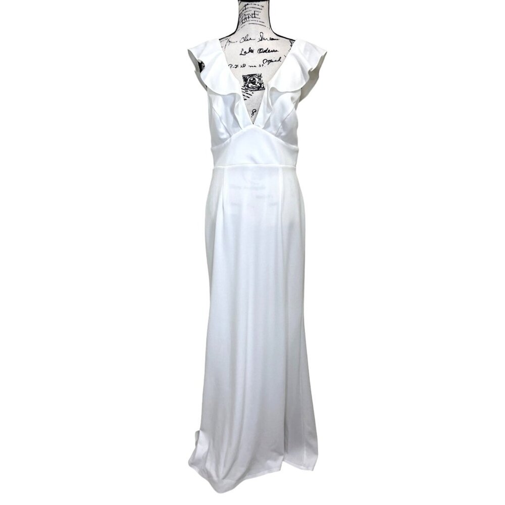 Elegant White Ruffle Maxi Dress